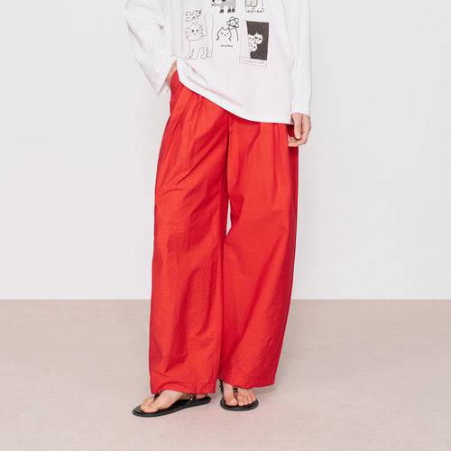 Berry Red Pleated Pants