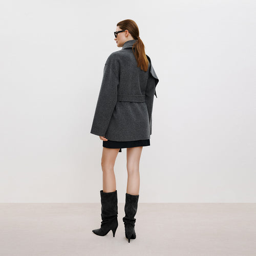 Warm Winter Shawl Double-Faced Wool Coat