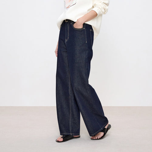 Raw Denim Wide-Leg Jeans