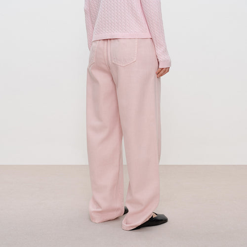 Candy Pink Curve-Seam Jeans