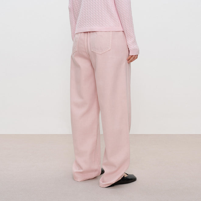 Candy Pink Curve-Seam Jeans