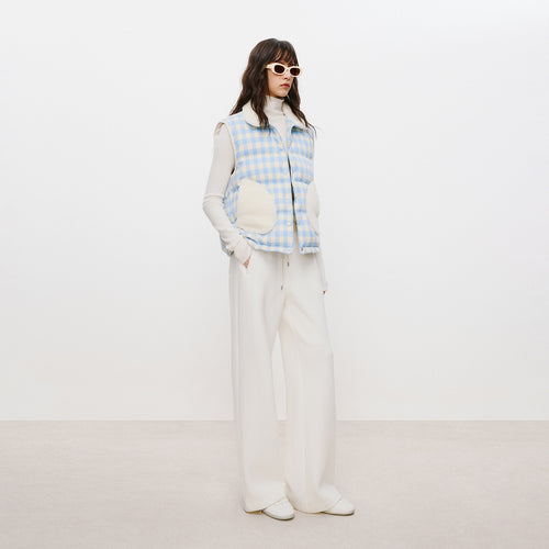 Blue & White Plaid Down Vest