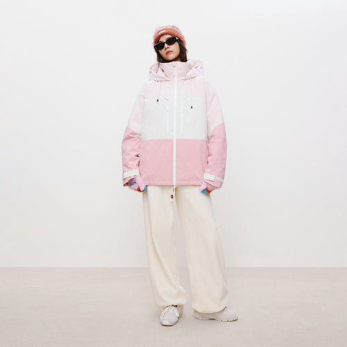 Color-Block Pink Ski Jacket