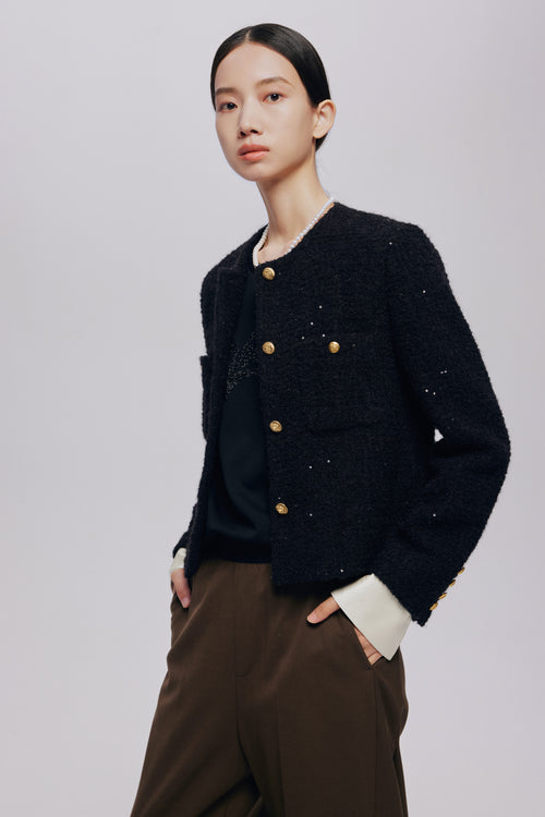 Galaxy Beaded Wool Coat