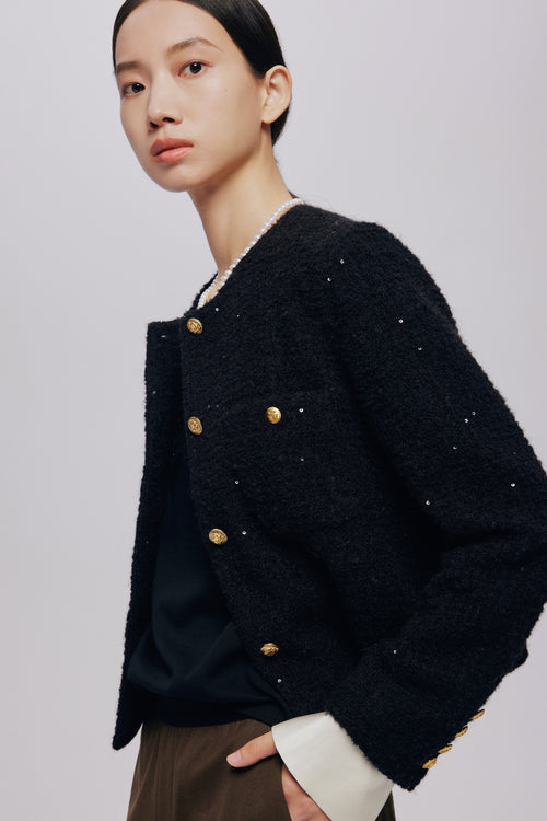 Galaxy Beaded Wool Coat