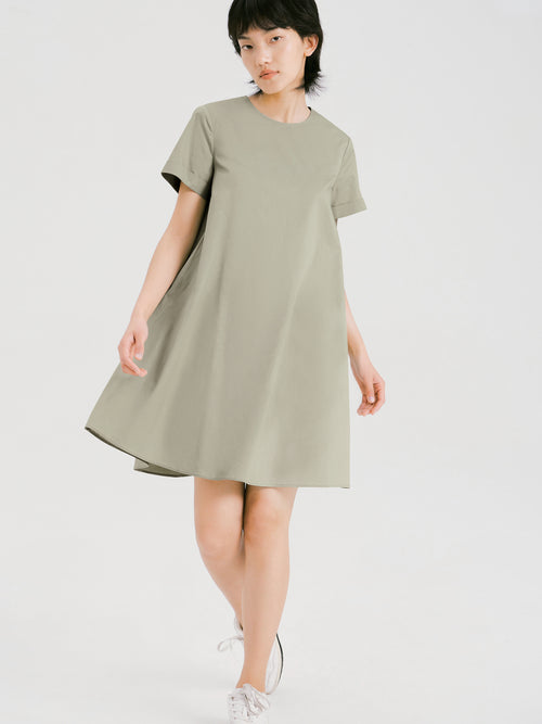 Simple Silhouette Dress-Green Khaki M Simple Silhouette Dress-Green Khaki M