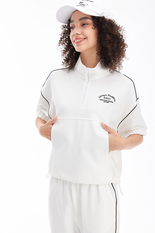 Sweat-shirt Collision Color-Blanc