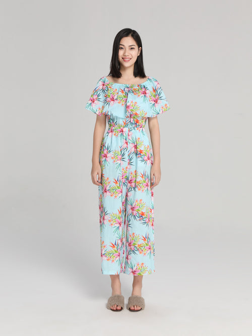 Light Blue Floral Jumpsuit - Urlazh New York