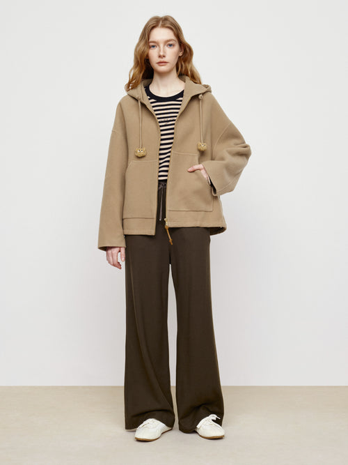 Mocha Hooded Short Coat