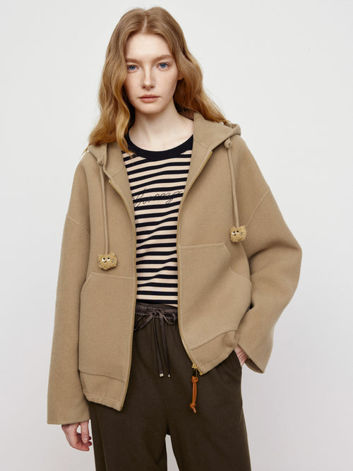 Mocha Hooded Short Coat