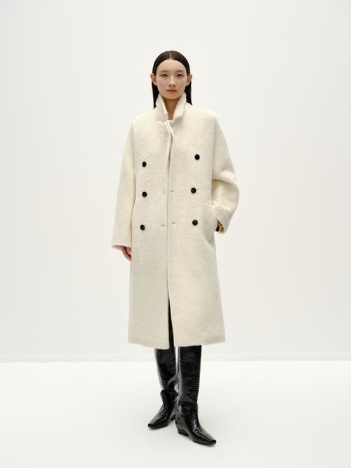 Cream White Alpaca Coat