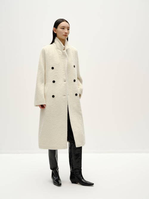 Cream White Alpaca Coat