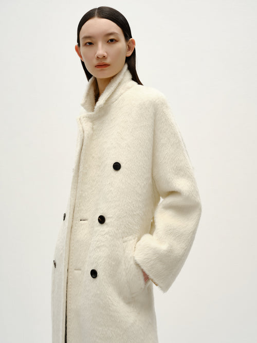 Cream White Alpaca Coat