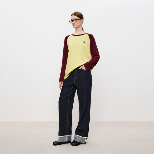 Color-Block Raglan Long Sleeve Tee