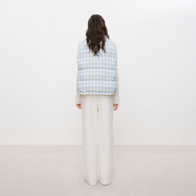 Blue & White Plaid Down Vest