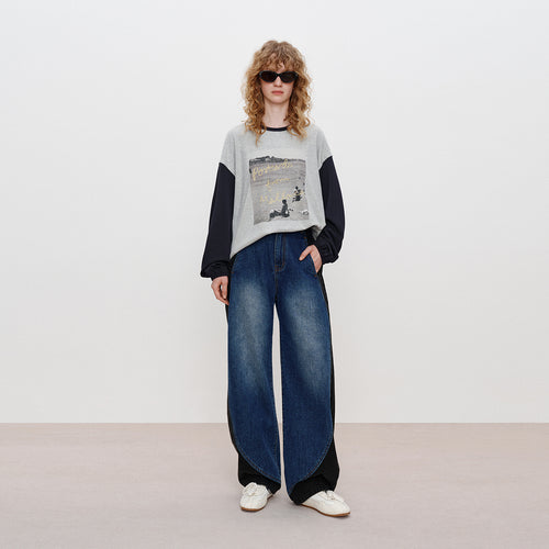 Prussian Blue Panel Jeans