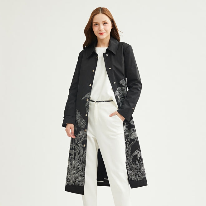 Embroidered Silhouette Trench Coat