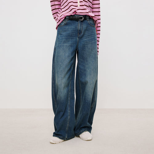 Vintage Wash Wide-Leg Jeans
