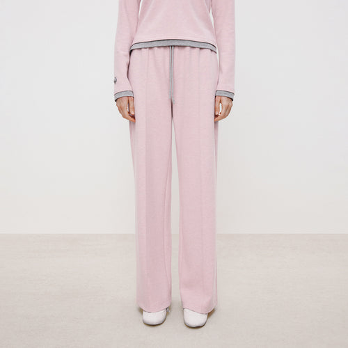 Light Pink Knit Wide-Leg Pants