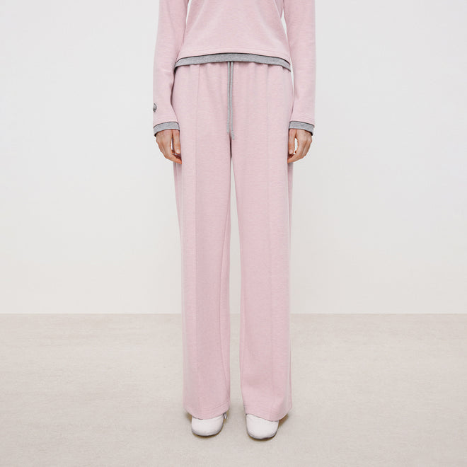 Light Pink Knit Wide-Leg Pants