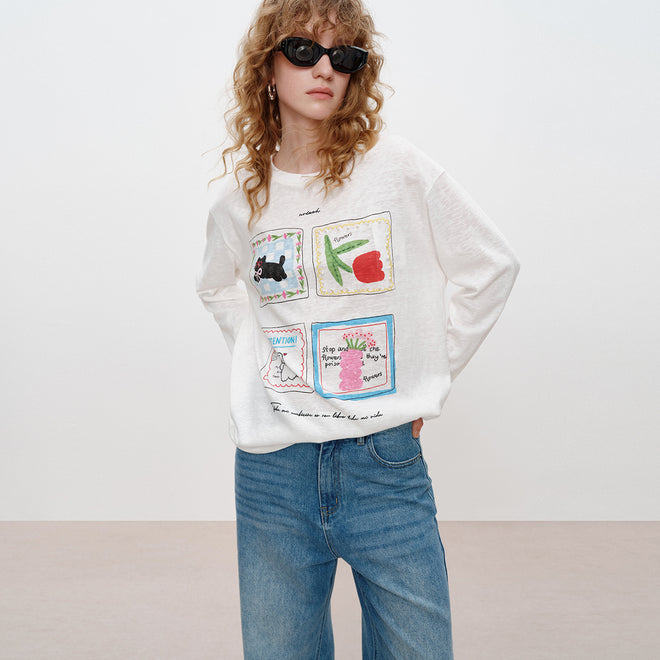 Four-Panel Graphic Long Sleeve Tee