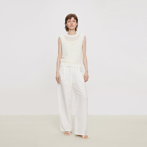 Washed Hemp White Pants