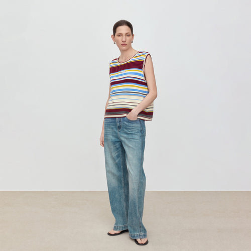 Tiramisu Striped Knitted Vest