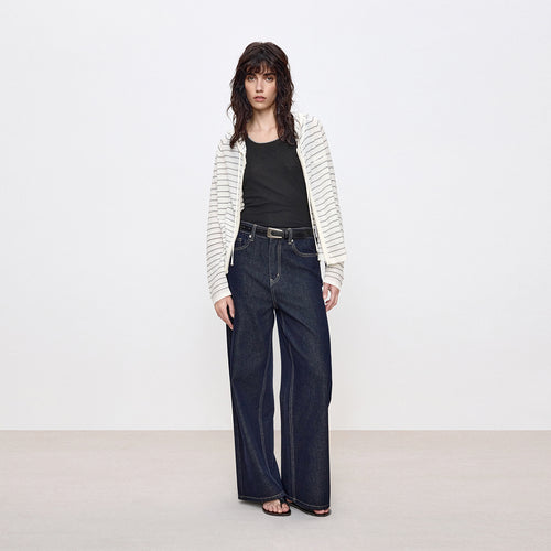 Raw Denim Wide-Leg Jeans