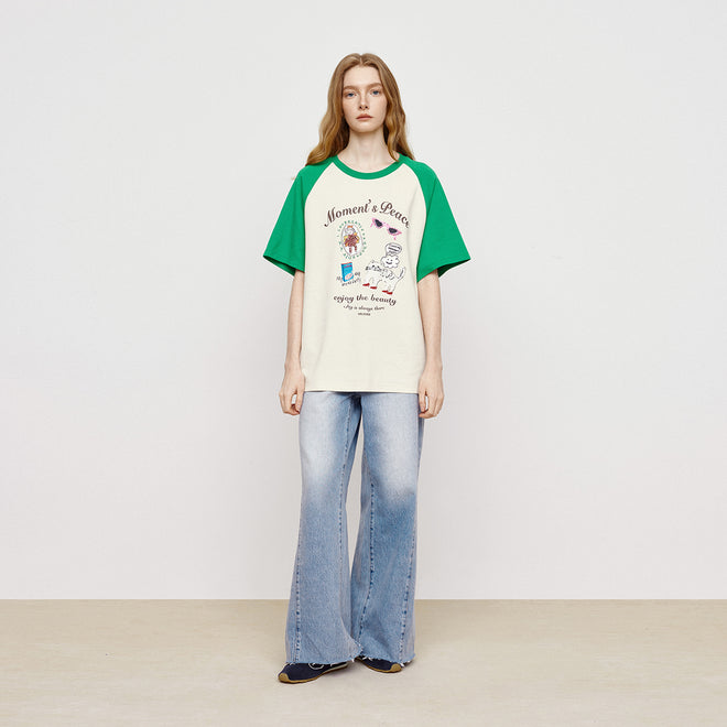 Fun Color Blocked Wide Board Tee Green