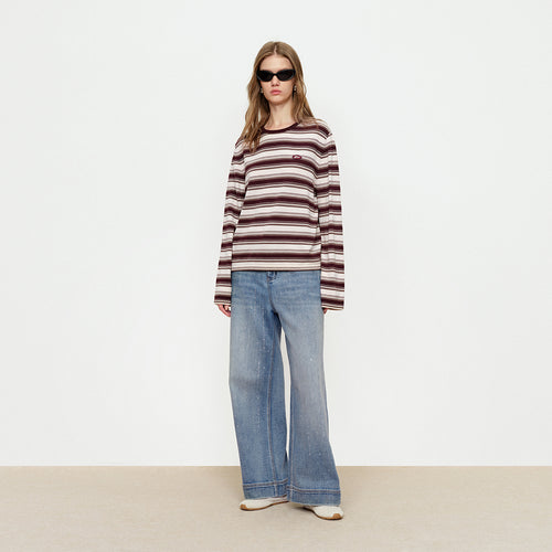 Wine Stained Cherry Striped Sweater
