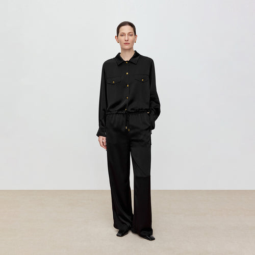 Chic Acetate Tweed-Style Wide-Leg Pants