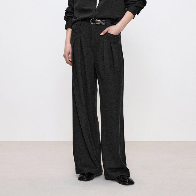 Meteor Grey Pleated Pants