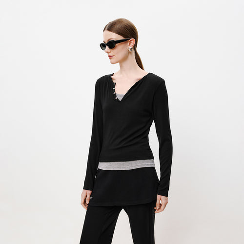 Half-Placket Mock-Layer Tee