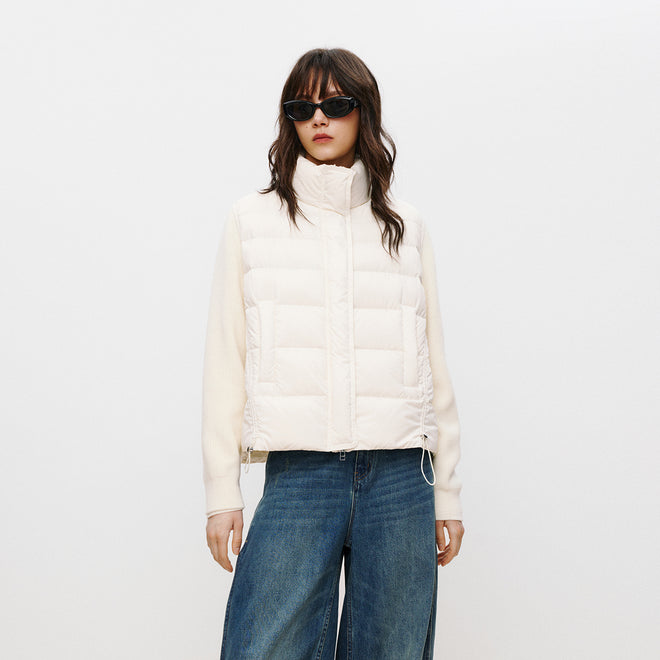 Knit-Sleeve Mock-Layer Down JacketKnit-Sleeve Mock-Layer Down Jacket