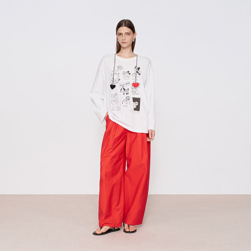 Berry Red Pleated Pants
