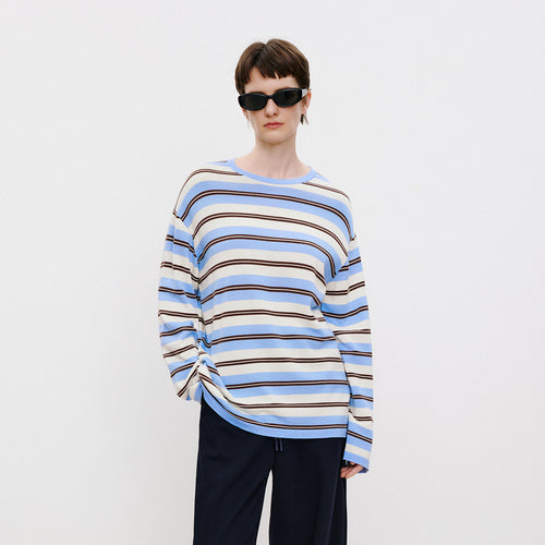 Blue & Brown Stripe Relaxed Sweater