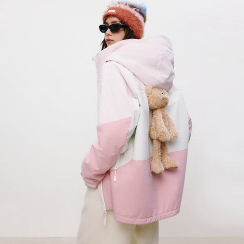 Color-Block Pink Ski Jacket