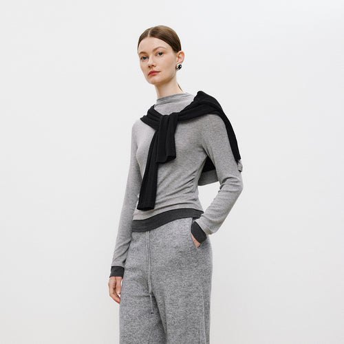 Half-Turtleneck Mock-Layer Tee