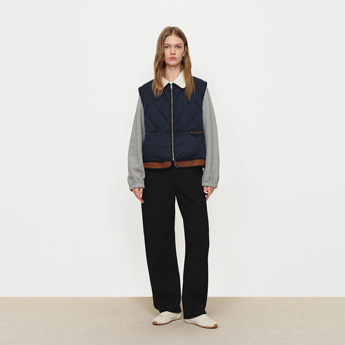 Wool Spliced Waistband Casual Pants