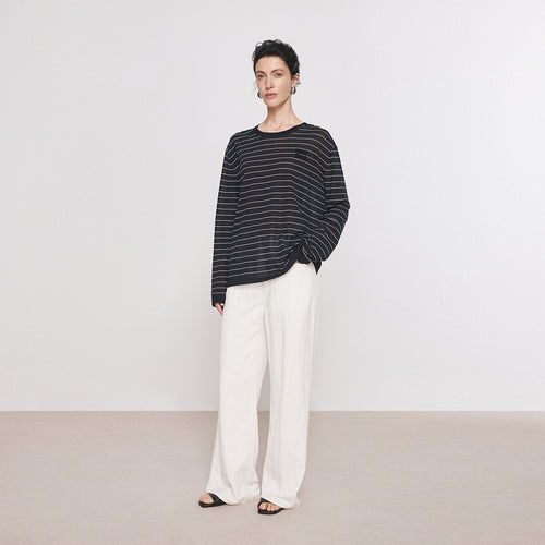 Lightweight Navy Stripe Cover-Up