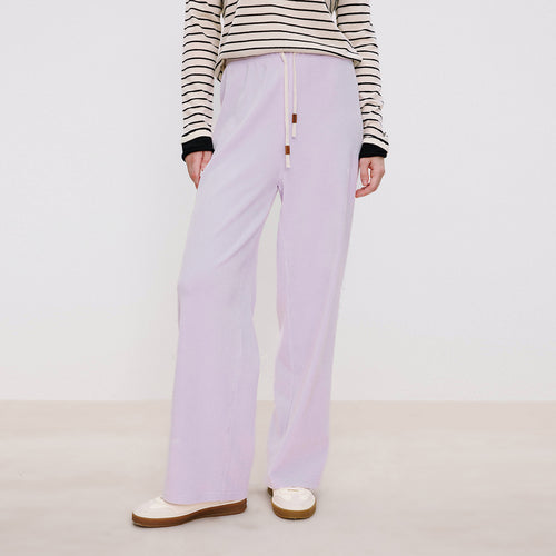 Soft Pink-Purple Straight-Leg Pants