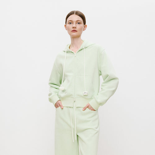 Cat Hooded Cropped Jacket in Light Green