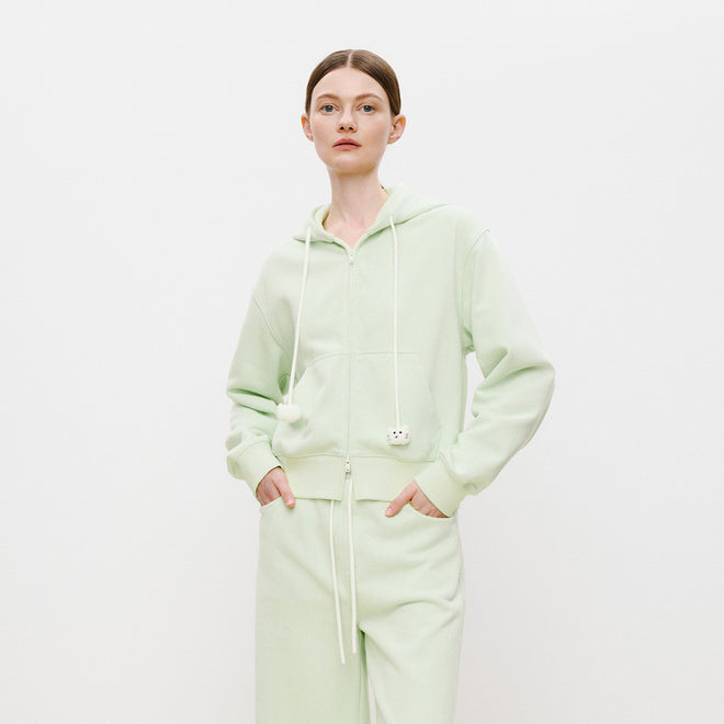 Cat Hooded Cropped Jacket in Light Green