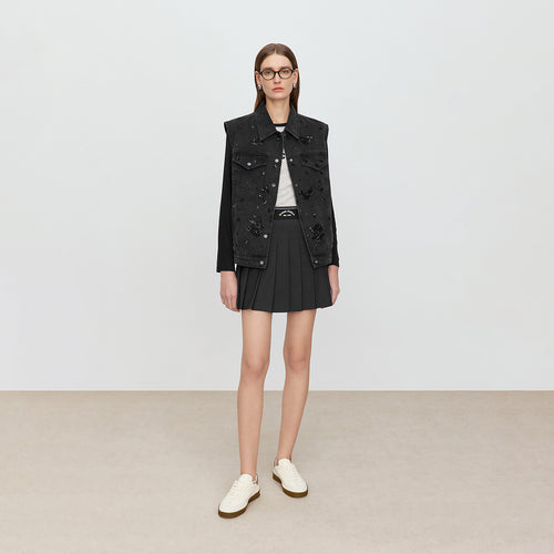 Pearl Embroidered Denim Jacket