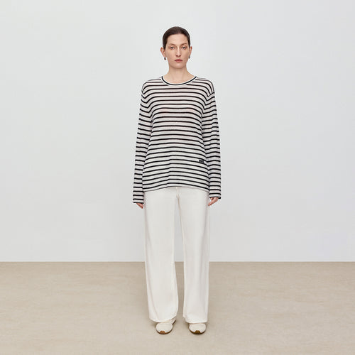 Sequin Stripe Wool Sweater