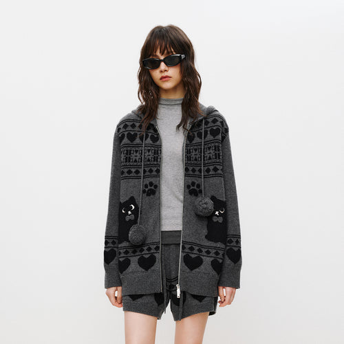 Fair Isle Hooded Cardigan