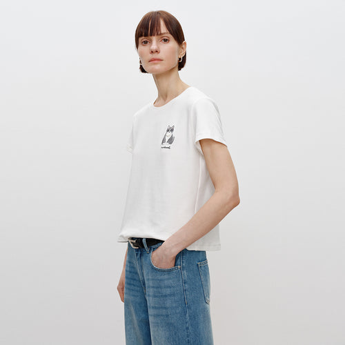 Embroidered Cat Tee