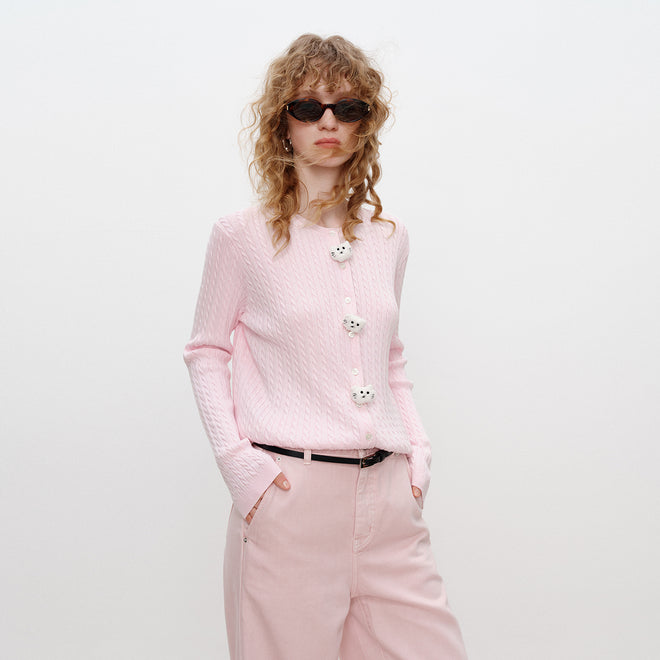 Candy Pink Knit Cardigan