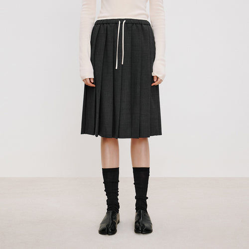 Intellectual Double-Waist Pleated Skirt