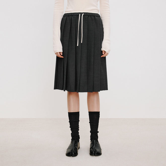 Intellectual Double-Waist Pleated Skirt